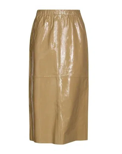 Alysi Chocolat Woman Midi Skirt Sand Size 0 Lambskin In Brown