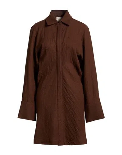 Alysi Chocolat Woman Mini Dress Brown Size 6 Virgin Wool