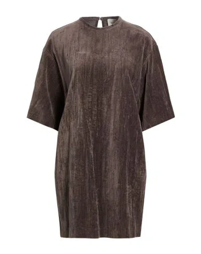 Alysi Chocolat Woman Mini Dress Light Brown Size 6 Cotton, Metallic Fiber
