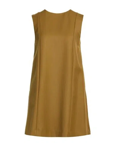 Alysi Chocolat Woman Mini Dress Mustard Size 10 Polyester, Virgin Wool In Yellow