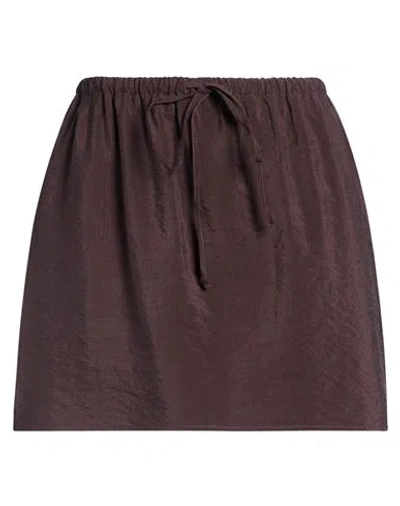 Alysi Chocolat Woman Mini Skirt Plum Size 4 Silk, Polyamide In Brown
