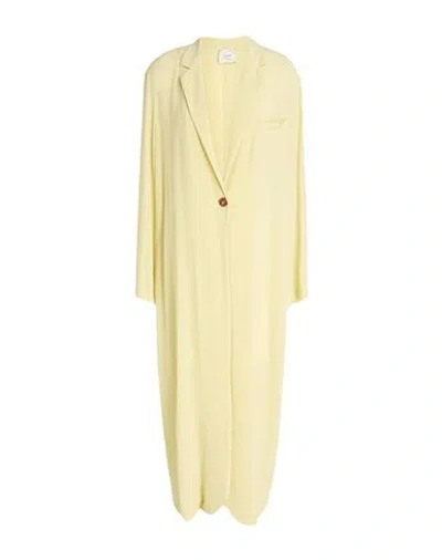 Alysi Chocolat Woman Overcoat & Trench Coat Light Green Size 4 Silk