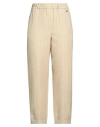 Alysi Chocolat Woman Pants Beige Size 4 Cotton, Virgin Wool