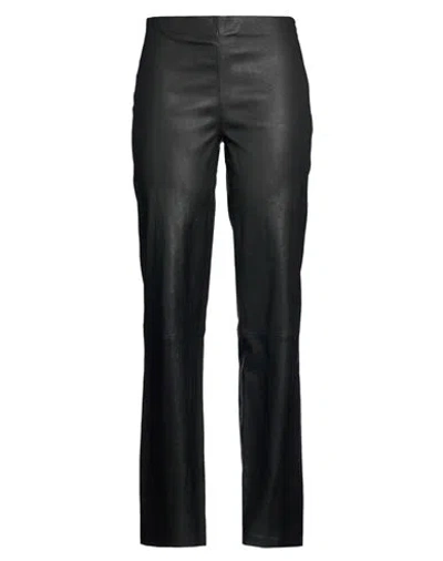 Alysi Chocolat Woman Pants Black Size 10 Leather