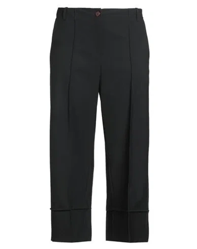 Alysi Chocolat Woman Pants Black Size 8 Polyester, Virgin Wool, Elastane