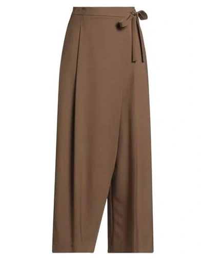 Alysi Chocolat Woman Pants Brown Size 4 Polyester, Virgin Wool, Elastane