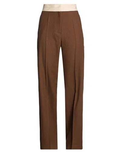 Alysi Chocolat Woman Pants Brown Size 8 Virgin Wool