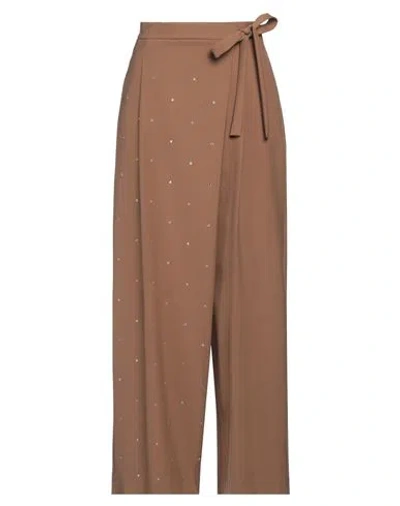 Alysi Chocolat Woman Pants Camel Size 00 Polyester, Virgin Wool, Elastane In Multi