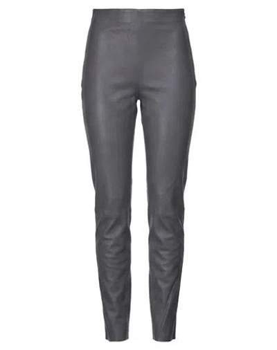 Alysi Chocolat Woman Pants Charcoal Size 6 Leather In Gray