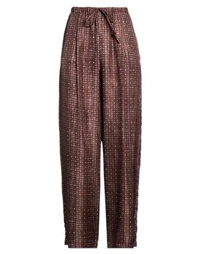 Alysi Chocolat Woman Pants Chocolate Brown Size 6 Silk