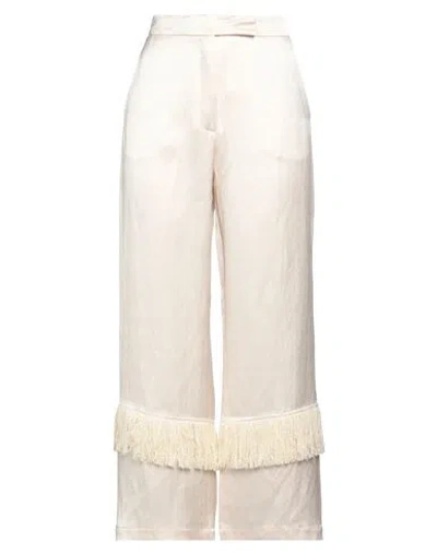 Alysi Chocolat Woman Pants Cream Size 4 Viscose, Linen In White