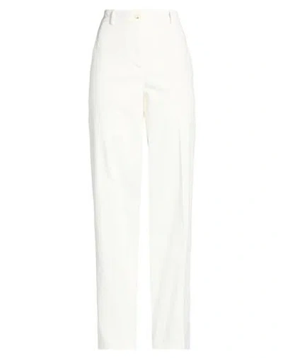 Alysi Chocolat Woman Pants Cream Size 6 Cotton, Elastane In White