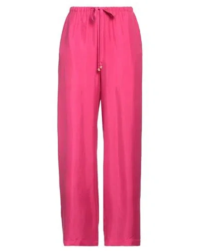 Alysi Chocolat Woman Pants Fuchsia Size 6 Silk In Pink