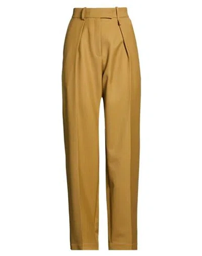 Alysi Chocolat Woman Pants Mustard Size 4 Polyester, Virgin Wool In Gold