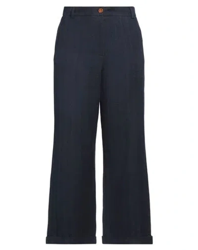 Alysi Chocolat Woman Pants Navy Size 4 Cotton, Virgin Wool In Blue