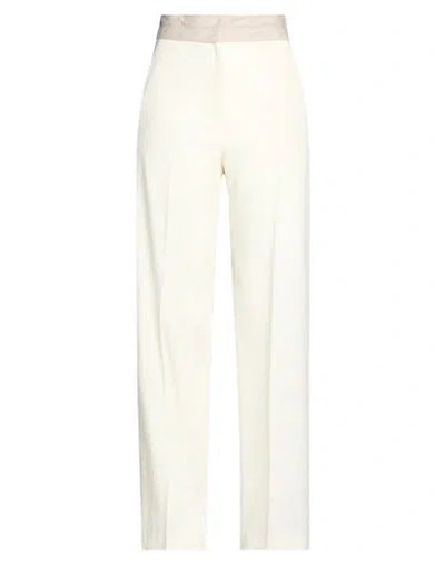 Alysi Chocolat Woman Pants Off White Size 6 Virgin Wool