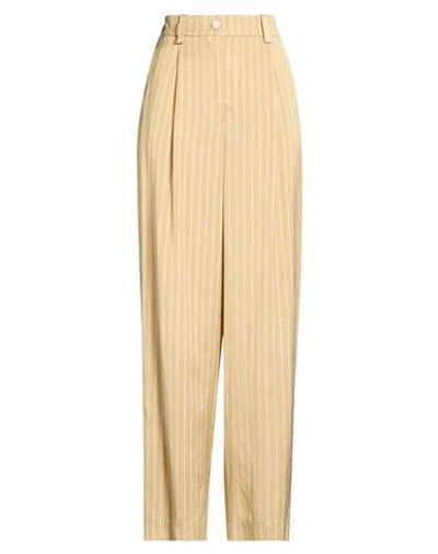 Alysi Chocolat Woman Pants Sand Size 10 Viscose, Linen, Polyamide In Neutral