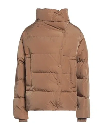 Alysi Chocolat Woman Puffer Camel Size 8 Polyamide In Sand