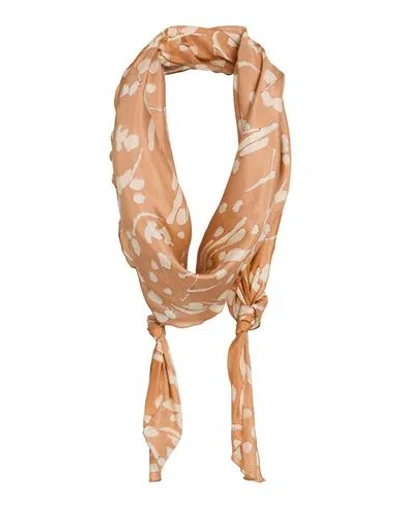 Alysi Chocolat Woman Scarf Camel Size - Silk In Beige