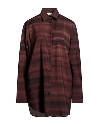 Alysi Chocolat Woman Shirt Brown Size 6 Virgin Wool In Burgundy