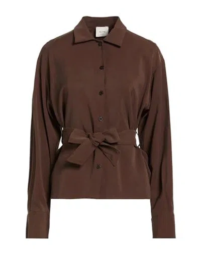 Alysi Chocolat Woman Shirt Brown Size 8 Viscose, Polyester