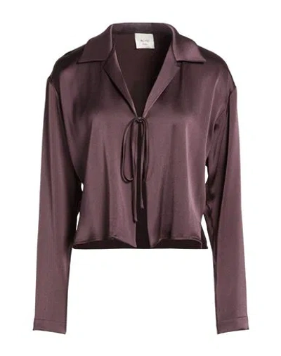Alysi Chocolat Woman Shirt Burgundy Size 8 Acetate, Viscose In Brown