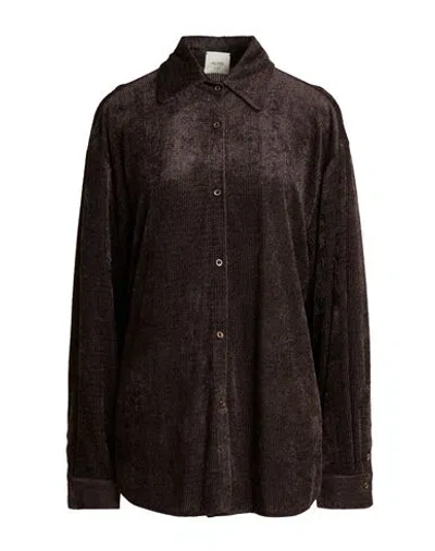 Alysi Chocolat Woman Shirt Dark Brown Size 4 Viscose, Polyamide