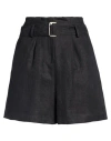Alysi Chocolat Woman Shorts & Bermuda Shorts Charcoal Size 4 Linen In Black