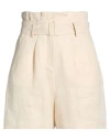 Alysi Chocolat Woman Shorts & Bermuda Shorts Cream Size 8 Linen In Neutral