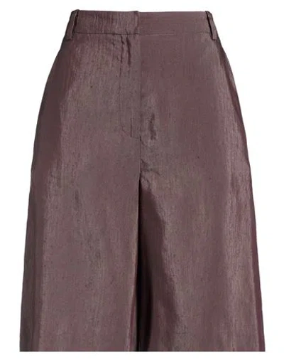 Alysi Chocolat Woman Shorts & Bermuda Shorts Plum Size 6 Viscose, Linen In Brown