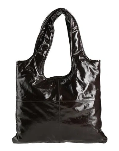 Alysi Chocolat Woman Shoulder Bag Dark Brown Size - Leather In Black