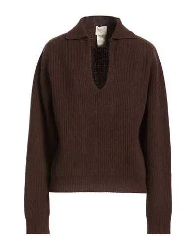 Alysi Chocolat Woman Sweater Chocolate Brown Size Xl Merino Wool