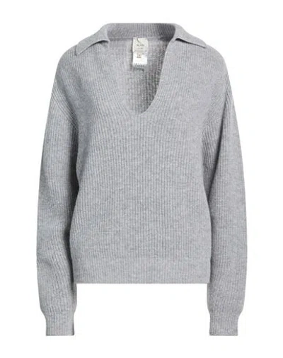 Alysi Chocolat Woman Sweater Grey Size M Merino Wool In Gray