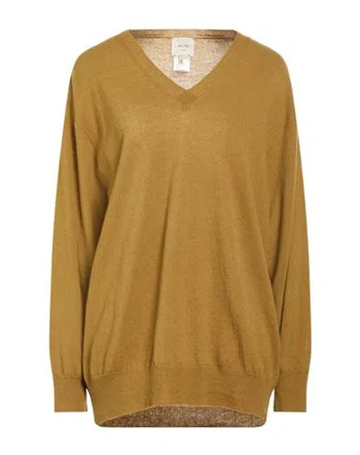 Alysi Chocolat Woman Sweater Mustard Size L Merino Wool, Cashmere In Brown