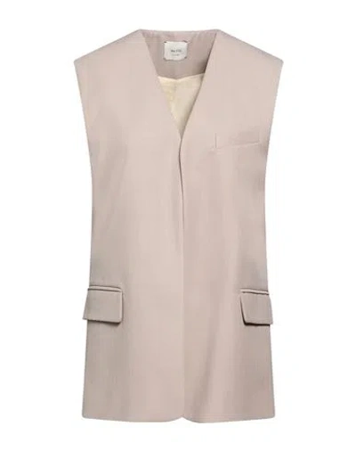 Alysi Chocolat Woman Tailored Vest Beige Size 4 Polyester, Virgin Wool In Gray