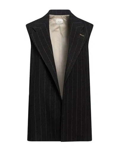 Alysi Chocolat Woman Tailored Vest Charcoal Size 4 Virgin Wool In Gray