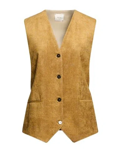 Alysi Chocolat Woman Tailored Vest Gold Size 4 Viscose In Multi