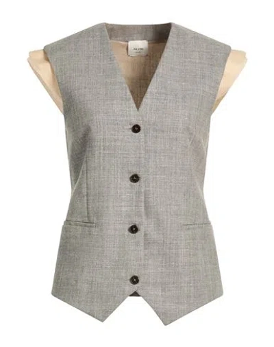 Alysi Chocolat Woman Tailored Vest Grey Size 8 Wool, Polyester, Linen, Cotton In Gray