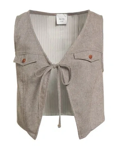 Alysi Chocolat Woman Tailored Vest Light Brown Size 4 Wool, Polyester, Viscose, Elastane