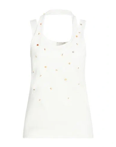 Alysi Chocolat Woman Tank Top White Size L Cotton