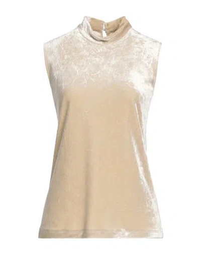 Alysi Chocolat Woman Top Beige Size 4 Viscose, Polyester