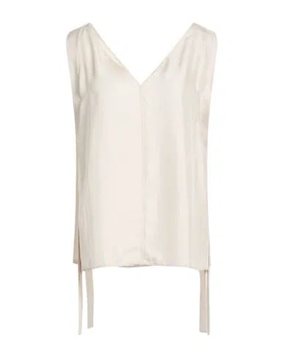 Alysi Chocolat Woman Top Beige Size 6 Silk In White