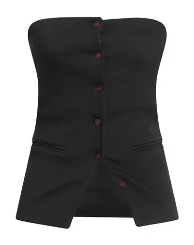 Alysi Chocolat Woman Top Black Size 6 Cotton, Polyamide, Elastane