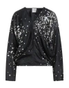 Alysi Chocolat Woman Top Black Size 6 Silk