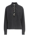 Alysi Chocolat Woman Top Black Size 8 Modal, Polyester