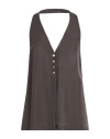Alysi Chocolat Woman Top Charcoal Size 10 Silk In Brown