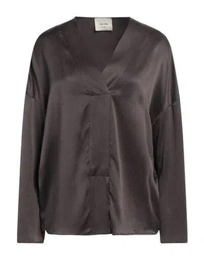 Alysi Chocolat Woman Top Charcoal Size 6 Silk In Grey
