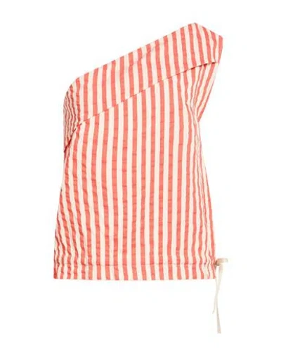 Alysi Chocolat Woman Top Coral Size 6 Viscose, Cotton, Silk In Pink