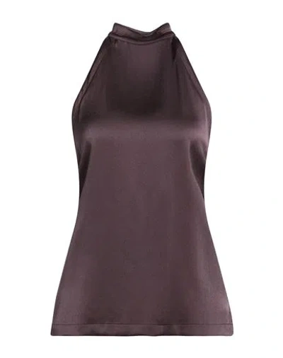 Alysi Chocolat Woman Top Dark Brown Size 8 Acetate, Viscose In Purple