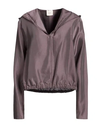 Alysi Chocolat Woman Top Dark Purple Size 6 Lyocell, Silk